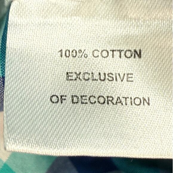 TailorByrd Trim Fit Non-Iron Plaid Shirt 16.5 34/35 Blue Green Cotton - Picture 6 of 7